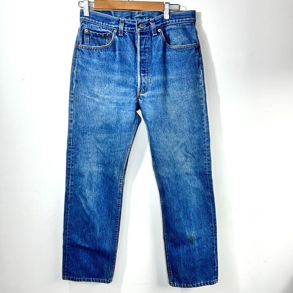 Vintage Levis 501XX Jeans Mens 31x29 Blue Made USA 80s Raw Denim 0000 Button Fly